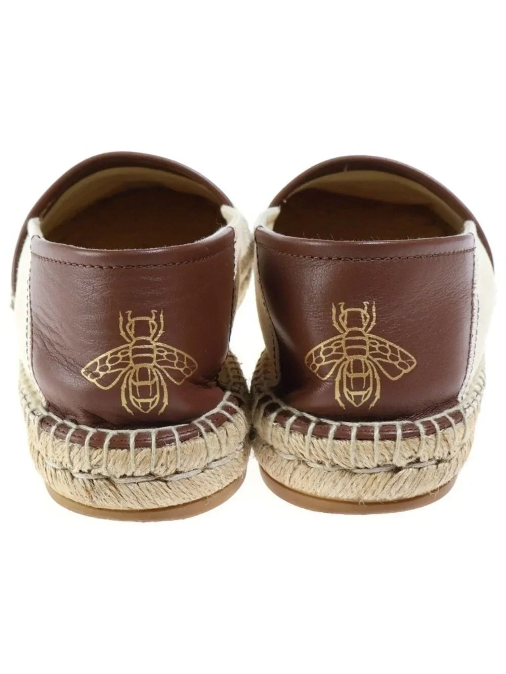 Gucci Vintage Logo Print Espadrilles Canvas Leather Slip-on Low Cut Shoes Beige